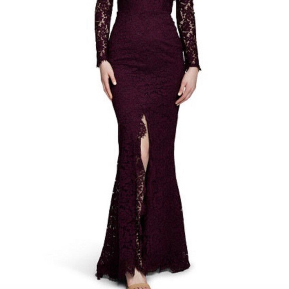 Rachel Zoe Angie Fig Purple Lace Open Back Long Sleeve Gown Dress - Picture 7 of 16